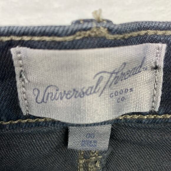 NWT Universal Thread Denim Midi Skirt 00 High Rise Dark Wash 25" Waist Back Slit - Picture 3 of 10